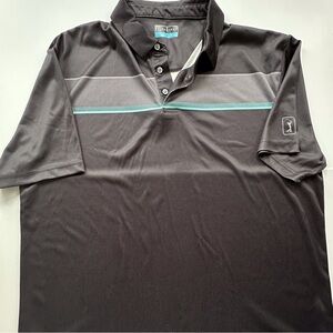 PGA Tour collared 3 button two tone black gray golf polo shirt men’s XL